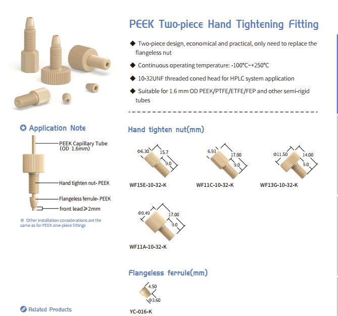 Peek Two Piece Hand Tightening Fitting